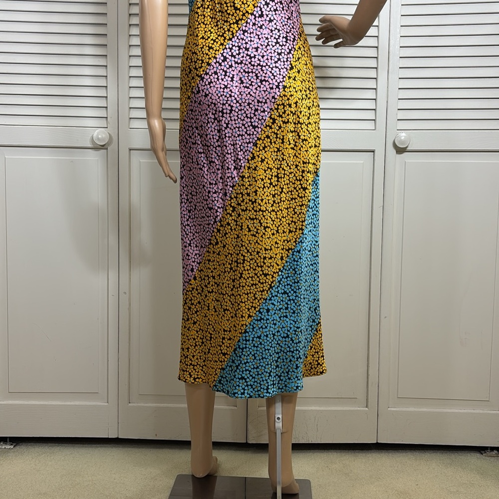 Diane Von Furstenberg Multicolor Silk Floral Midi Dress Size 4 - Picture 9 of 13